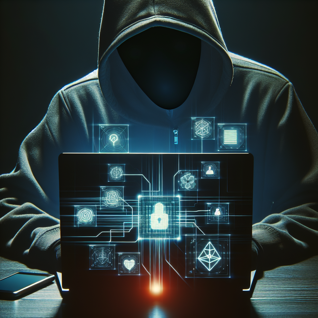 "Illustration of a hacker manipulating configuration files on a computer screen, depicting cyber security vulnerabilities and malicious intent in IT systems."